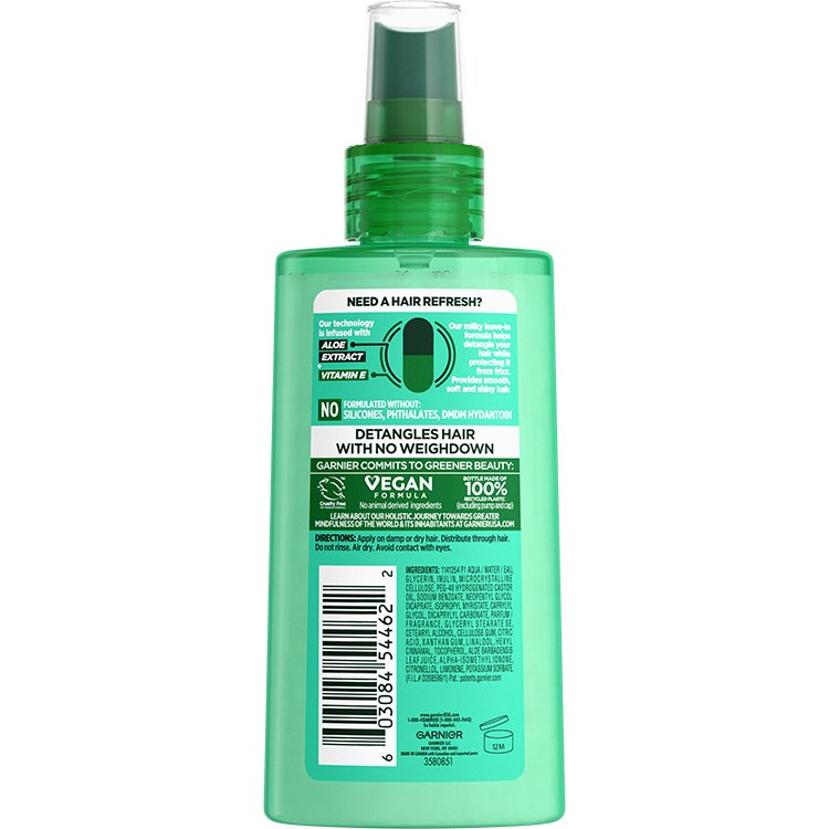 Fructis Pure Clean Detangler Spray back view